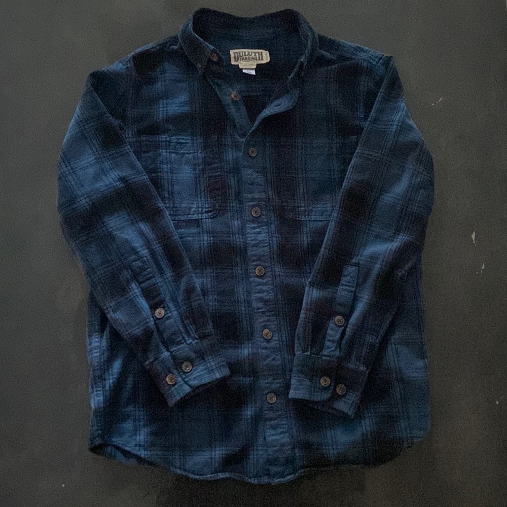 Duluth Trading Black and Blue Flannel